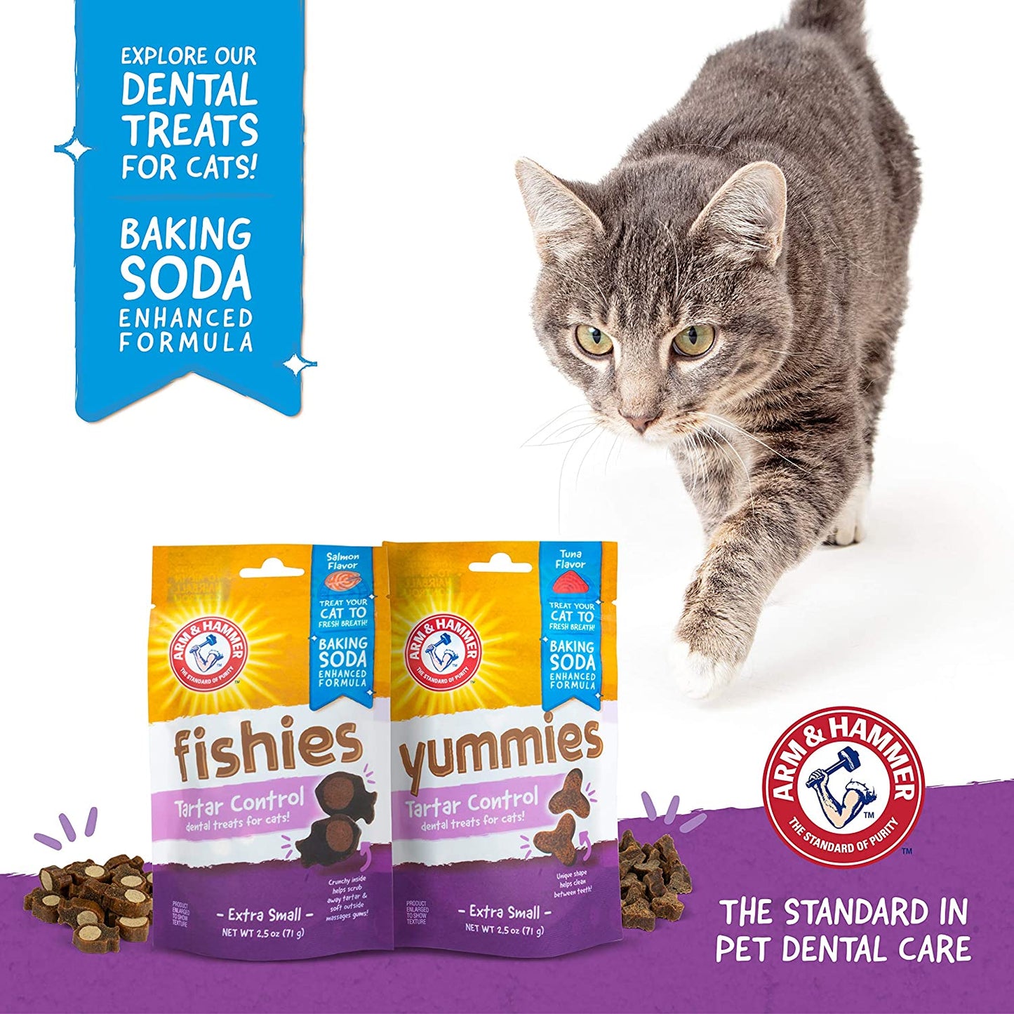 for Pets Cat Dental Treats - Tartar Control Cat Treats for Cat Dental Health, Cat Dental Care Treats for Fresh Breath, Cat Teeth Treats for Cats, Arm and Hammer Dental Chews for Cats