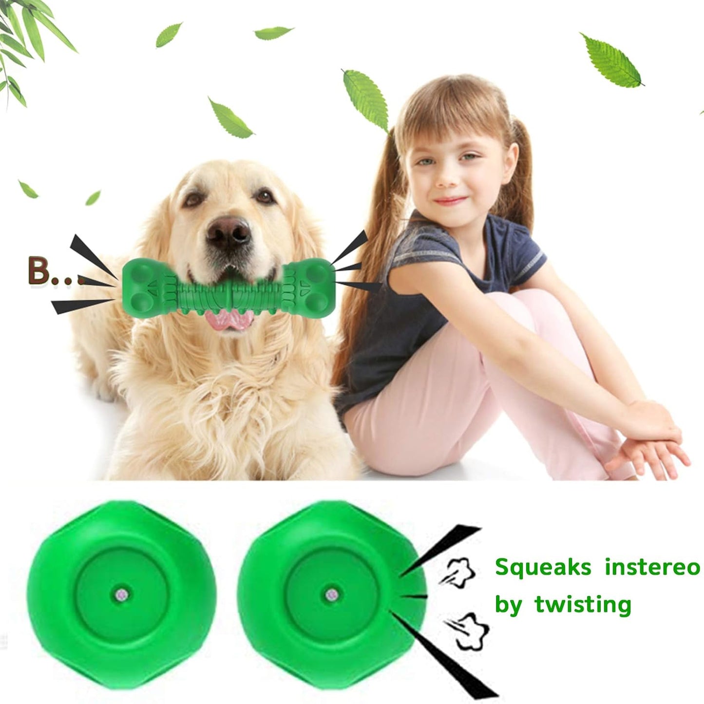 Indestructible Tough Durable Dog Chew=Green-Large/Medium Dogs 