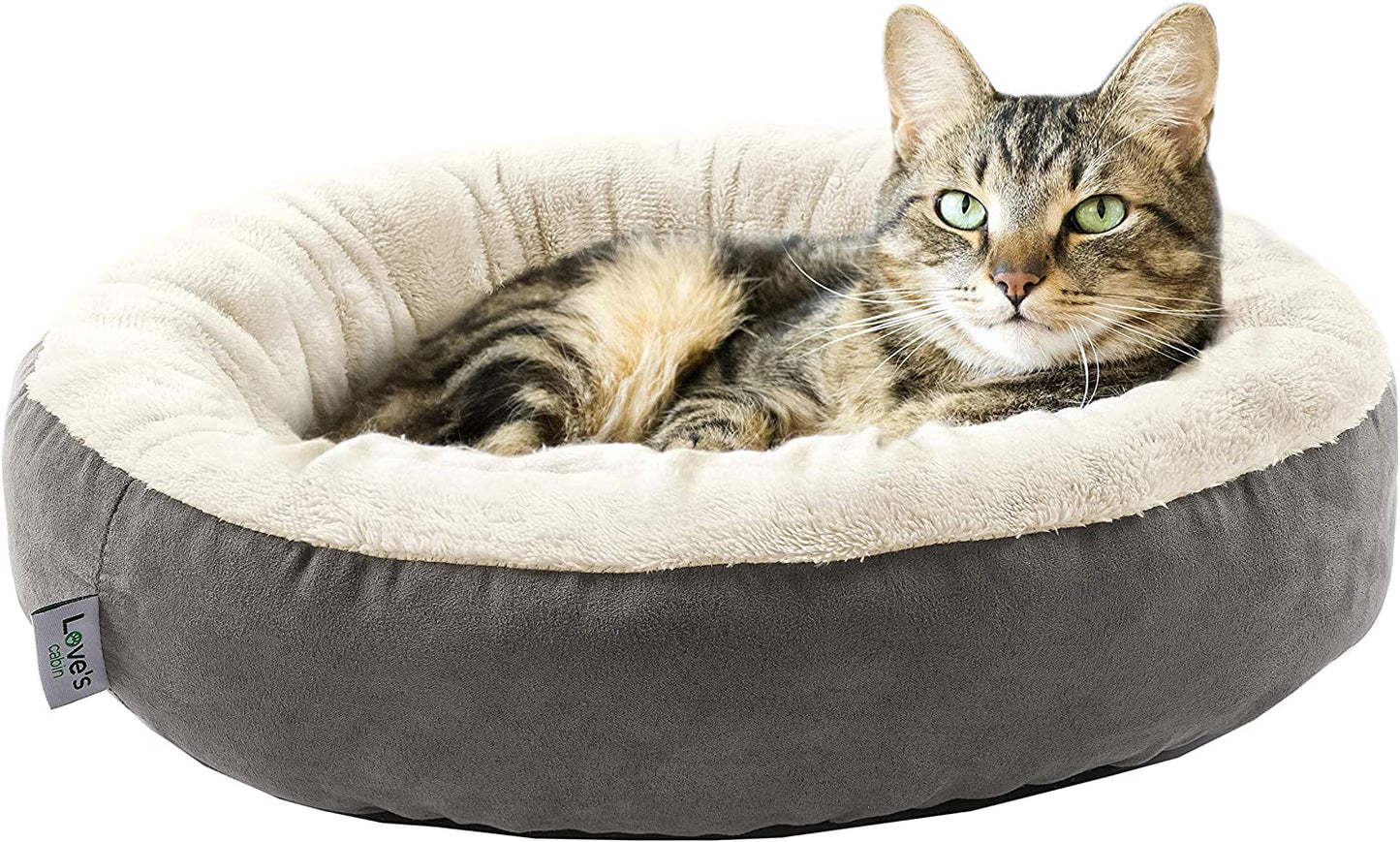 Round Cat and Dog Bed, 20In for Cats or Small Dogs, Washable, Gray