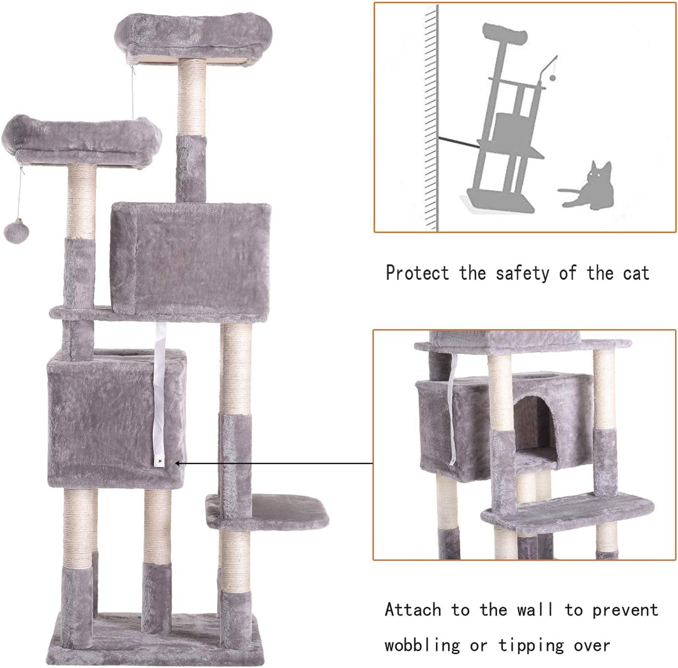 60 Inche Large Multi-Level Cat Tree Condo 