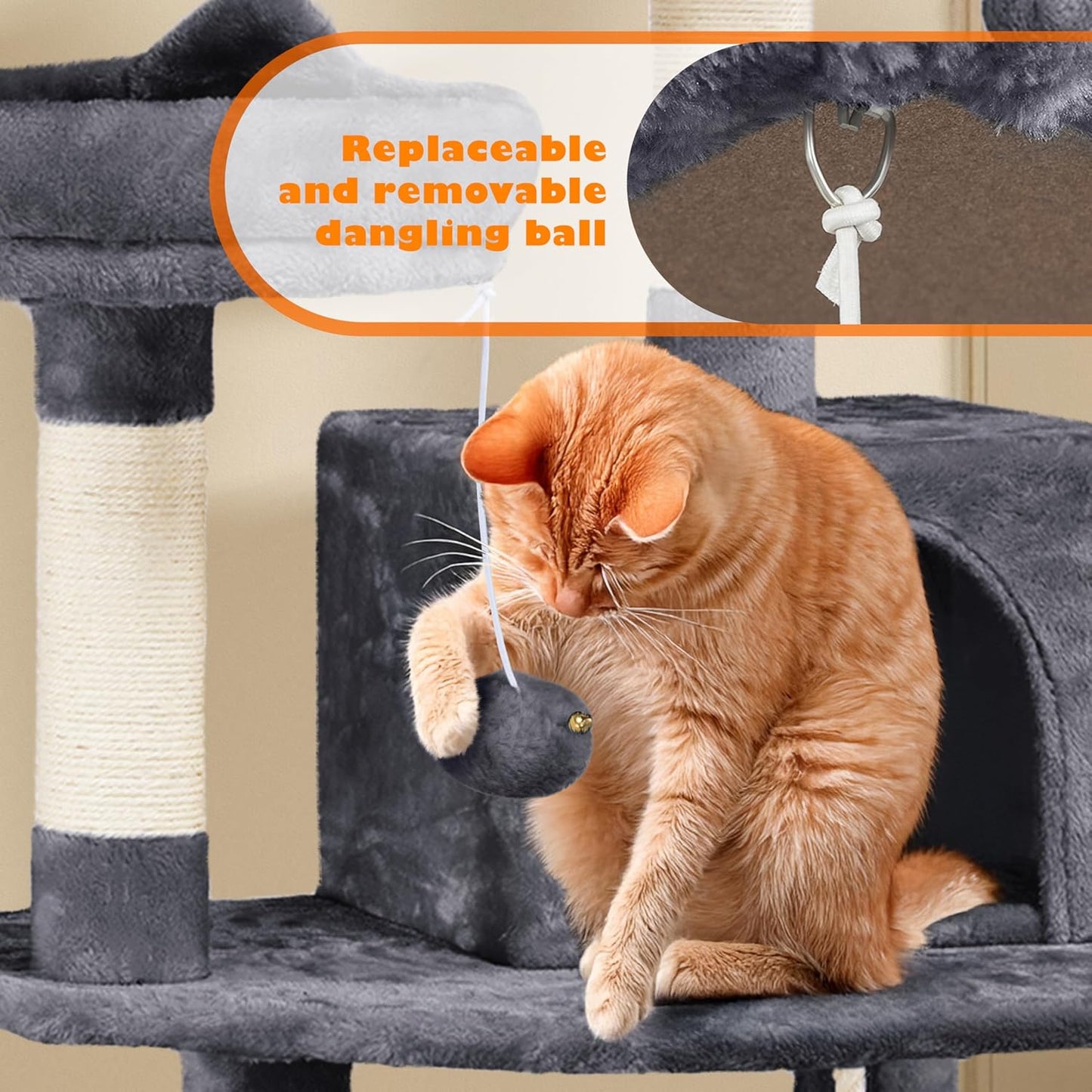 62.2Inches Cat Condo with Platform and Hammock