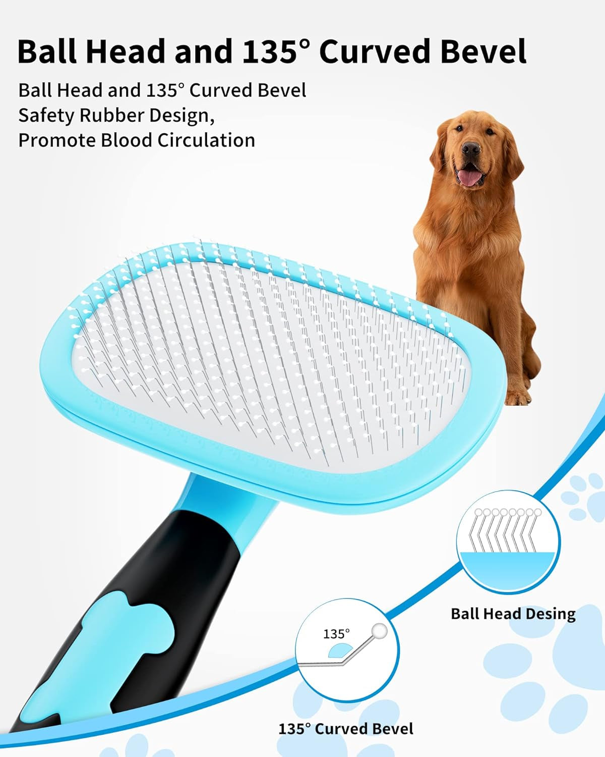 Dog Brush & Cat Brush- Slicker Pet Grooming Brush- Shedding Grooming Tools(Blue)