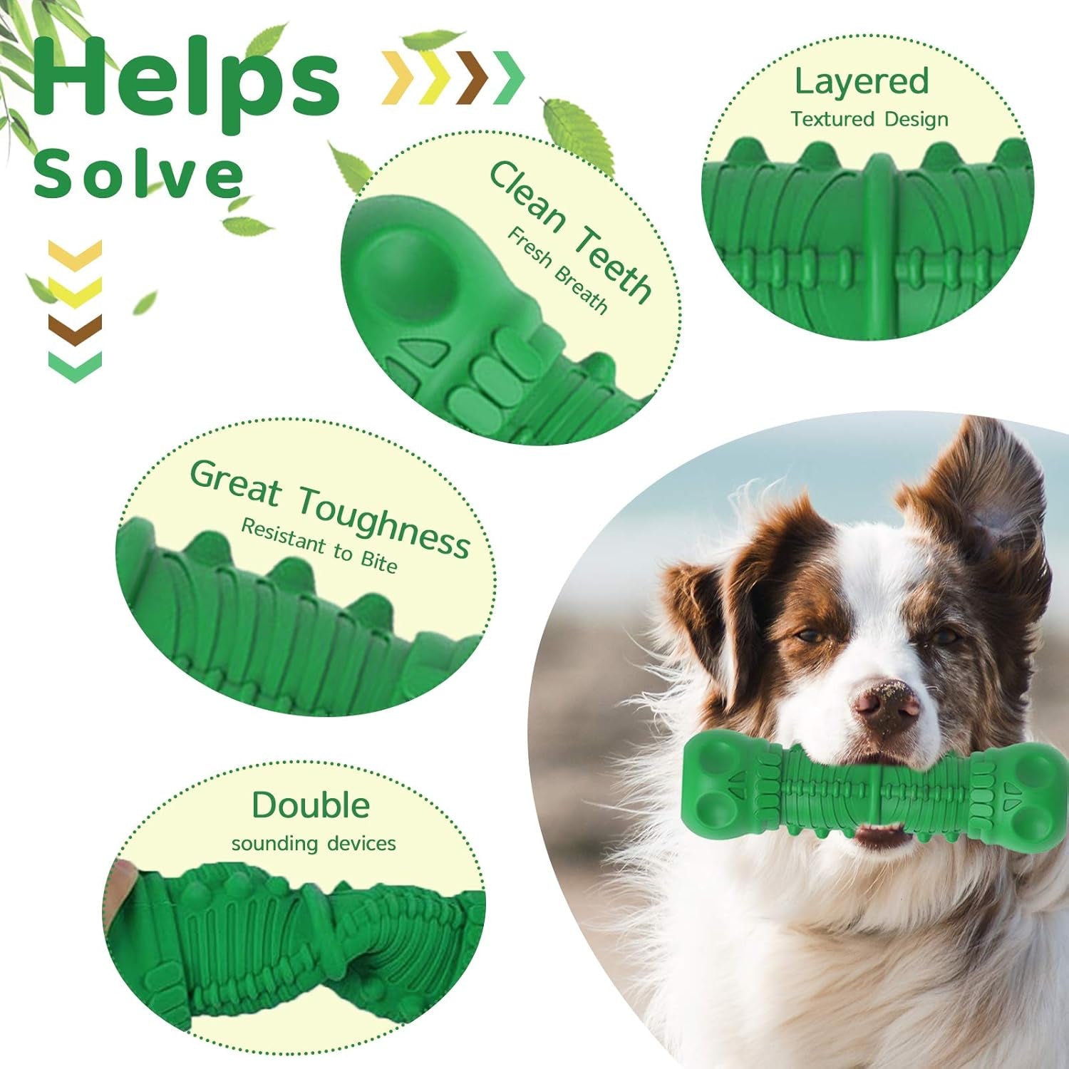 Indestructible Tough Durable Dog Chew=Green-Large/Medium Dogs 