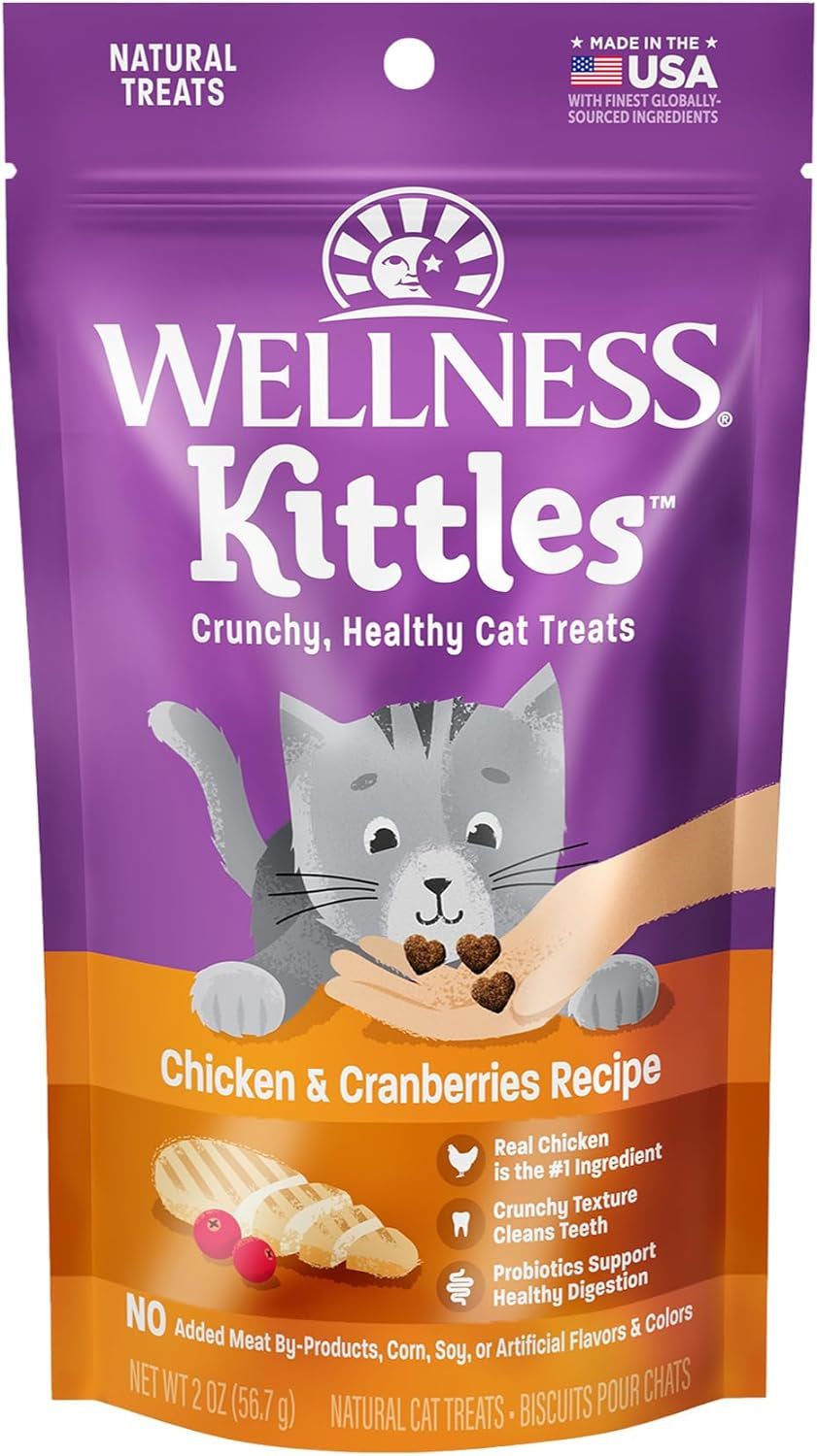 Kittles Grain Free Cat Treats, Chicken & Cranberries Recipe, All Life Stages, 2-Ounce Bag