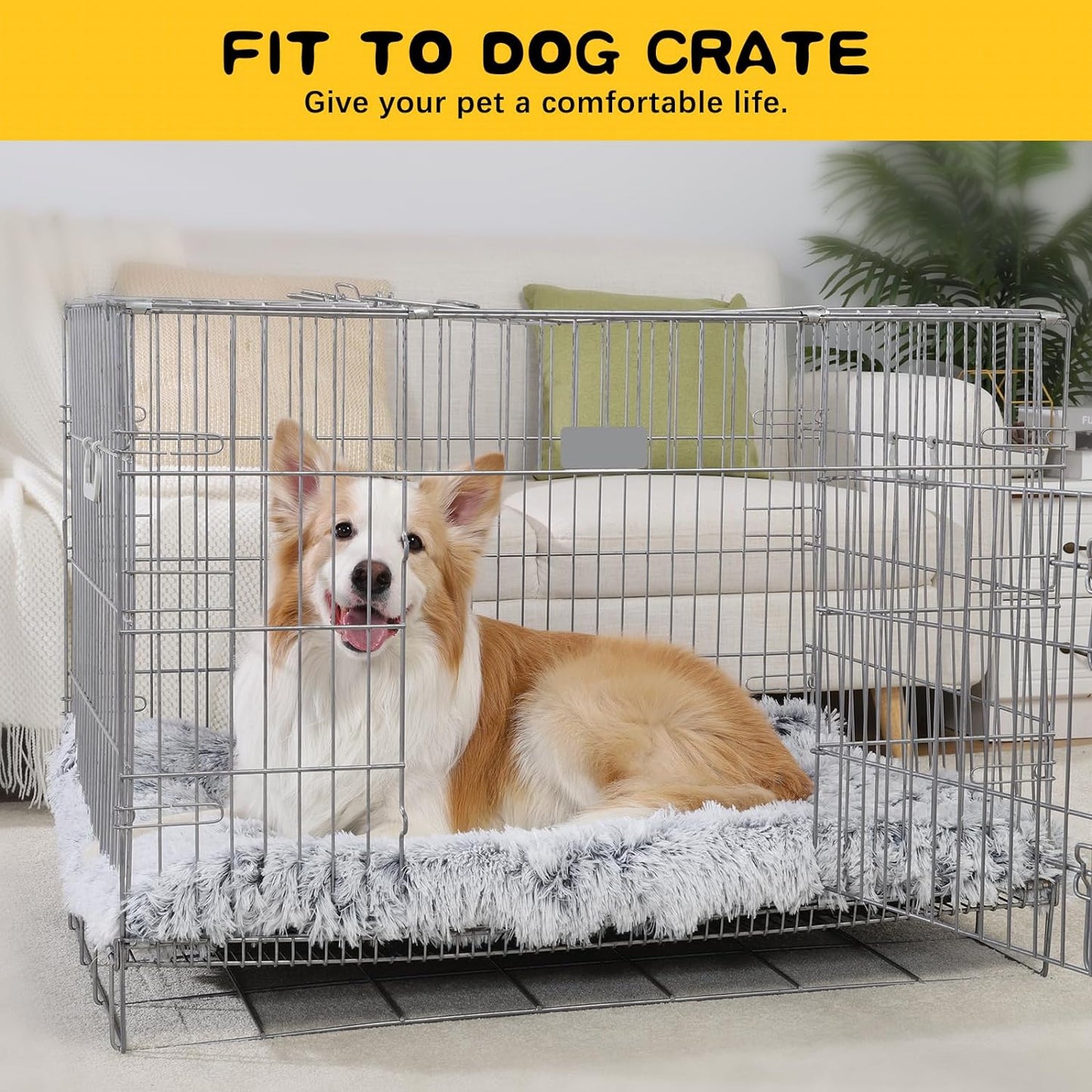 Medium Dog Bed Crate Pad Mat for Dog Cages Washable Dog Bed for Medium Small Size Dog Soft Kennel Pad Anti-Slip Pet Bed,30" X 20",Grey