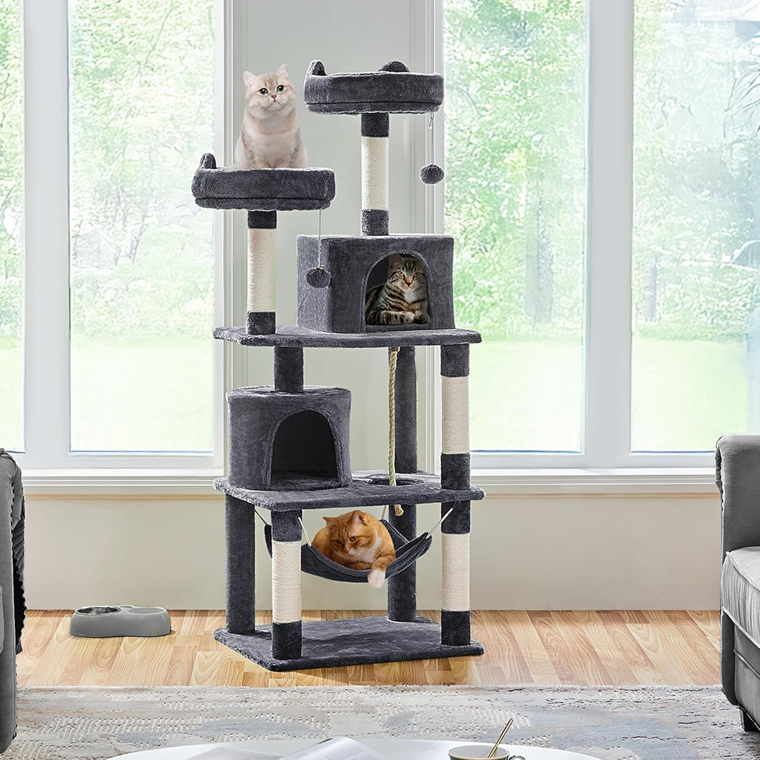 62.2Inches Cat Condo with Platform and Hammock