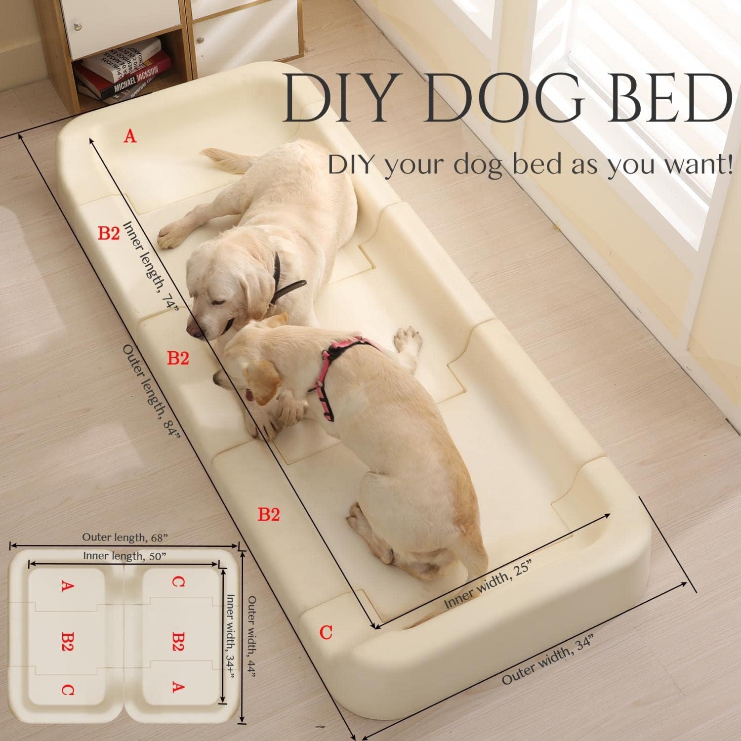  Adjustable Orthopedic Dog Bed for Medium and Large Dogs