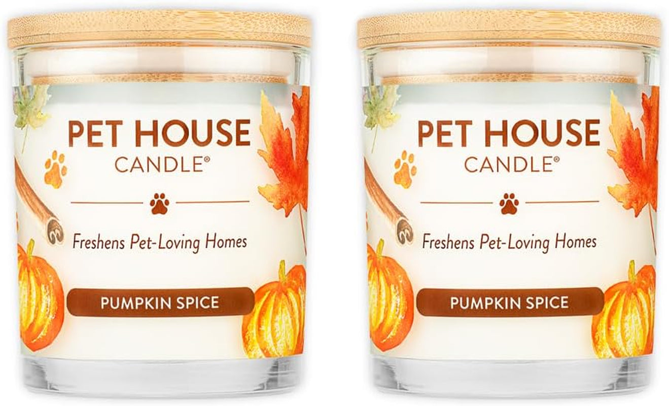 Pet House Pumpkin Pie Candle 2 Pack - Plant-Based/Soy Candle - Clean Burning Scented Candles, Long Lasting Pet Odor Pumpkin Candle for Home