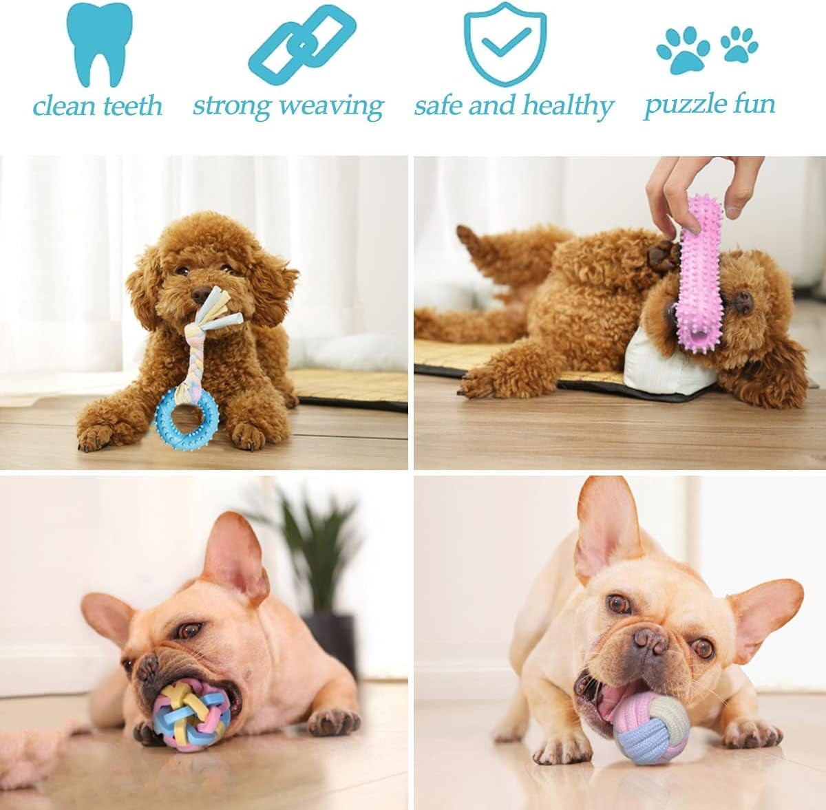 Puppy Chew Toys for Teething Puppy Toys Small Dog Toys Puppy Teething Toys Dog Chew Toy Rope Balls Interactive Teeth Cleaning Tug Toys Storage Basket