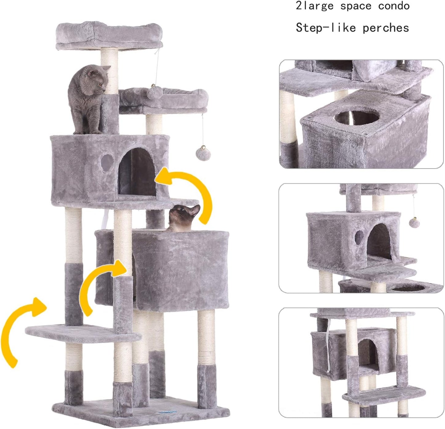 60 Inche Large Multi-Level Cat Tree Condo 