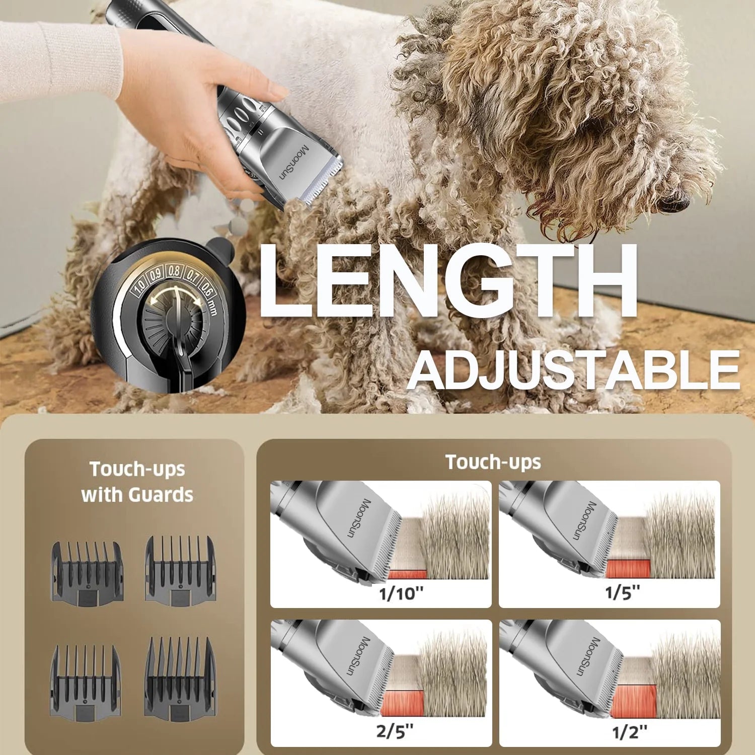 Dog Clippers for Grooming, Cordless Professional Pet Grooming Kit Rechargeable, Adjustable,Led Display & Low Noise Hair Shaver Set for Dogs Cats