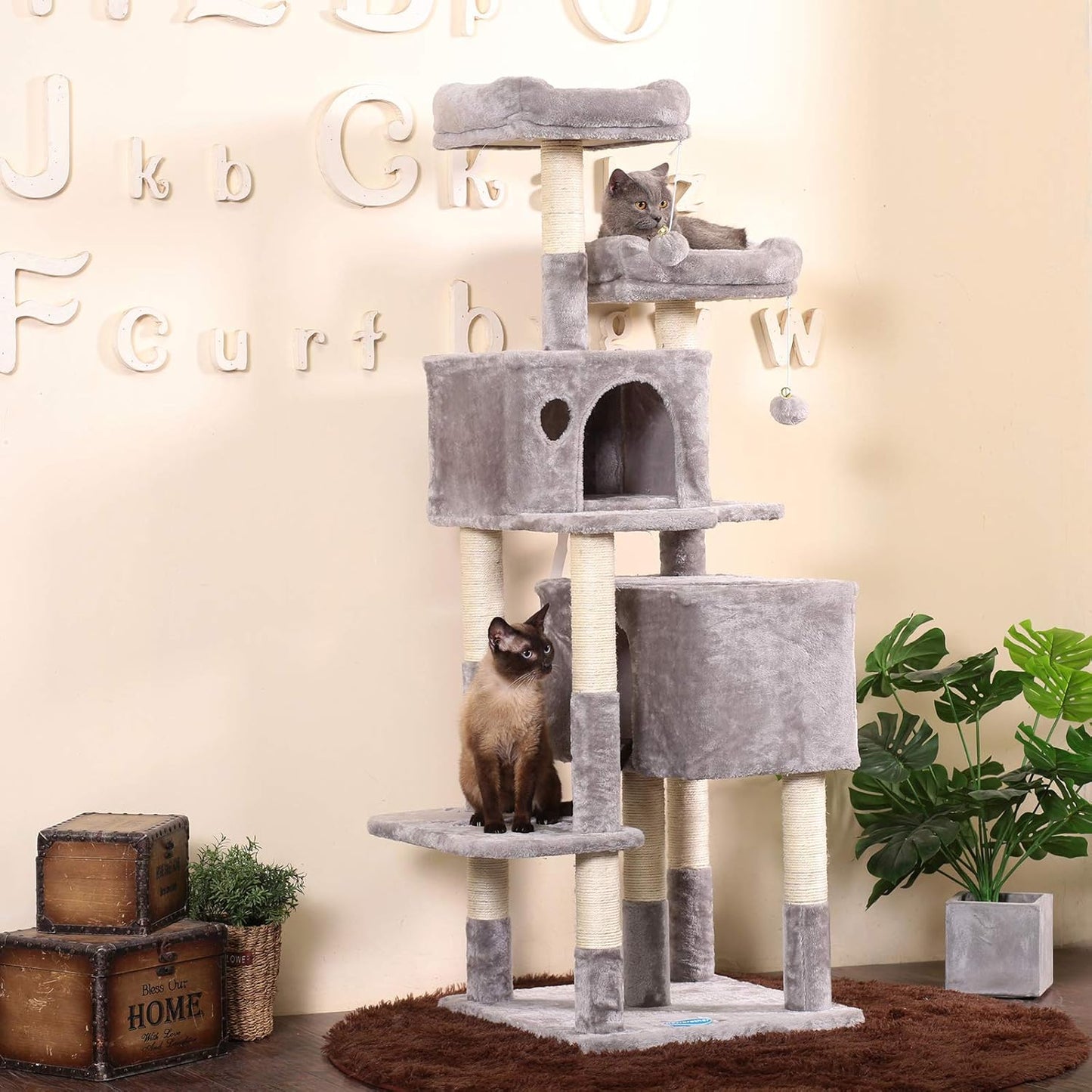 60 Inche Large Multi-Level Cat Tree Condo 