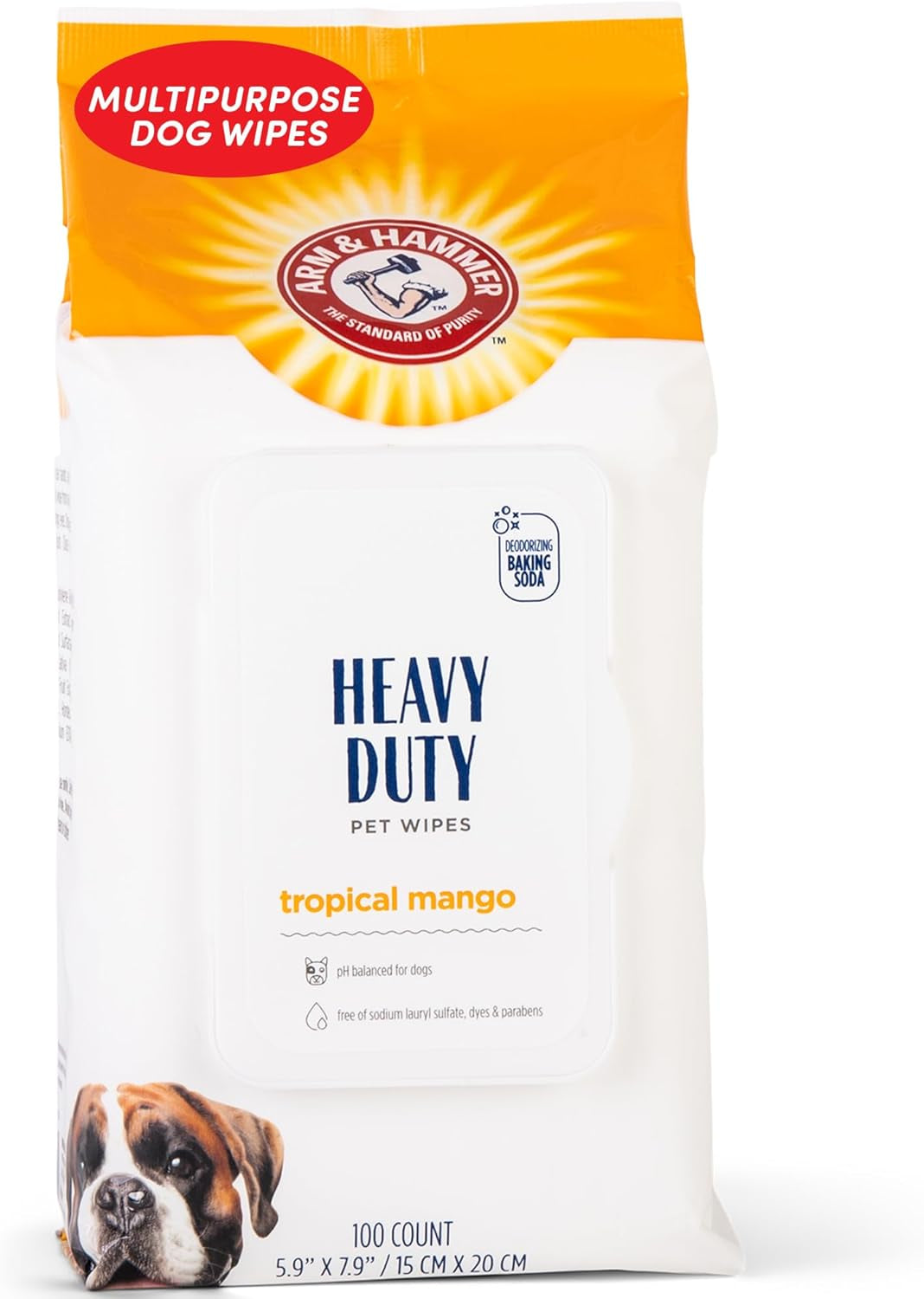 for Pets Heavy Duty Multipurpose Dog Bath Wipes, Mango Scent - Grooming Dog Wipes for Butt, Paw Wipes for Dogs, Dog Deodorant and Odor Eliminator, Pet Cleaning Wipes, 100 Count