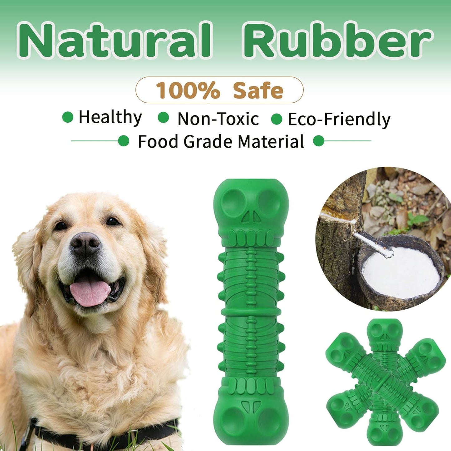 Indestructible Tough Durable Dog Chew=Green-Large/Medium Dogs 