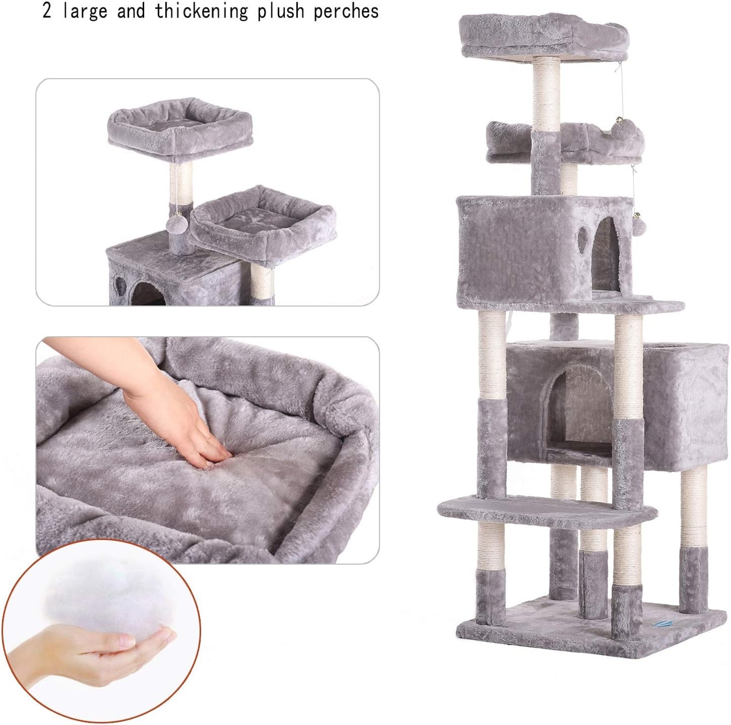 60 Inche Large Multi-Level Cat Tree Condo 