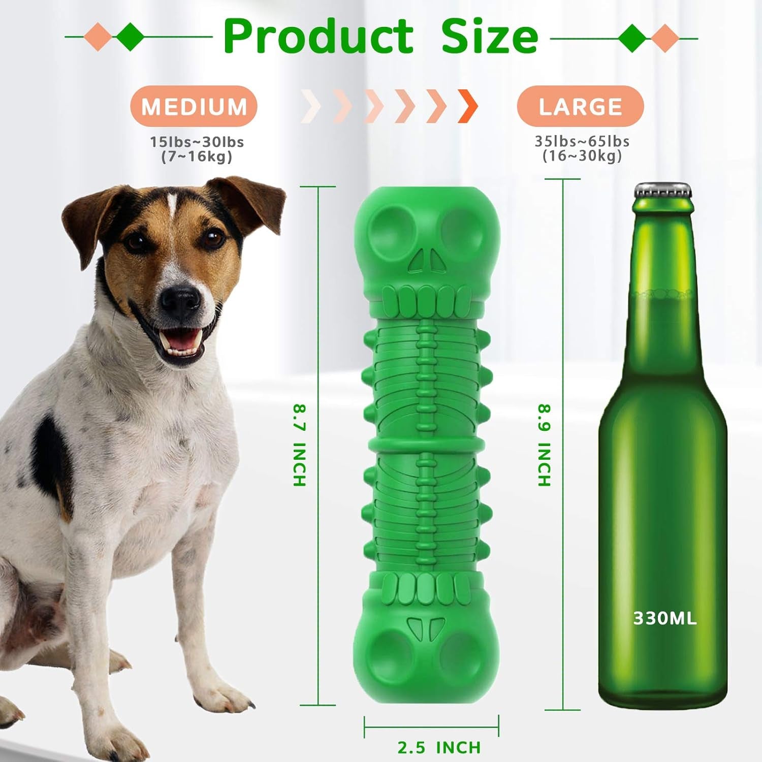 Indestructible Tough Durable Dog Chew=Green-Large/Medium Dogs 